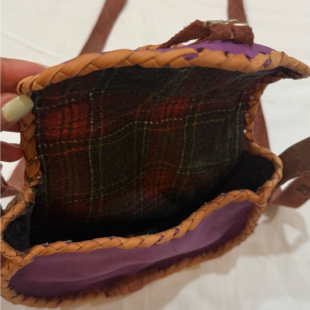 Handmade Purple and Brown Women's Bag - Picture 4 of 7